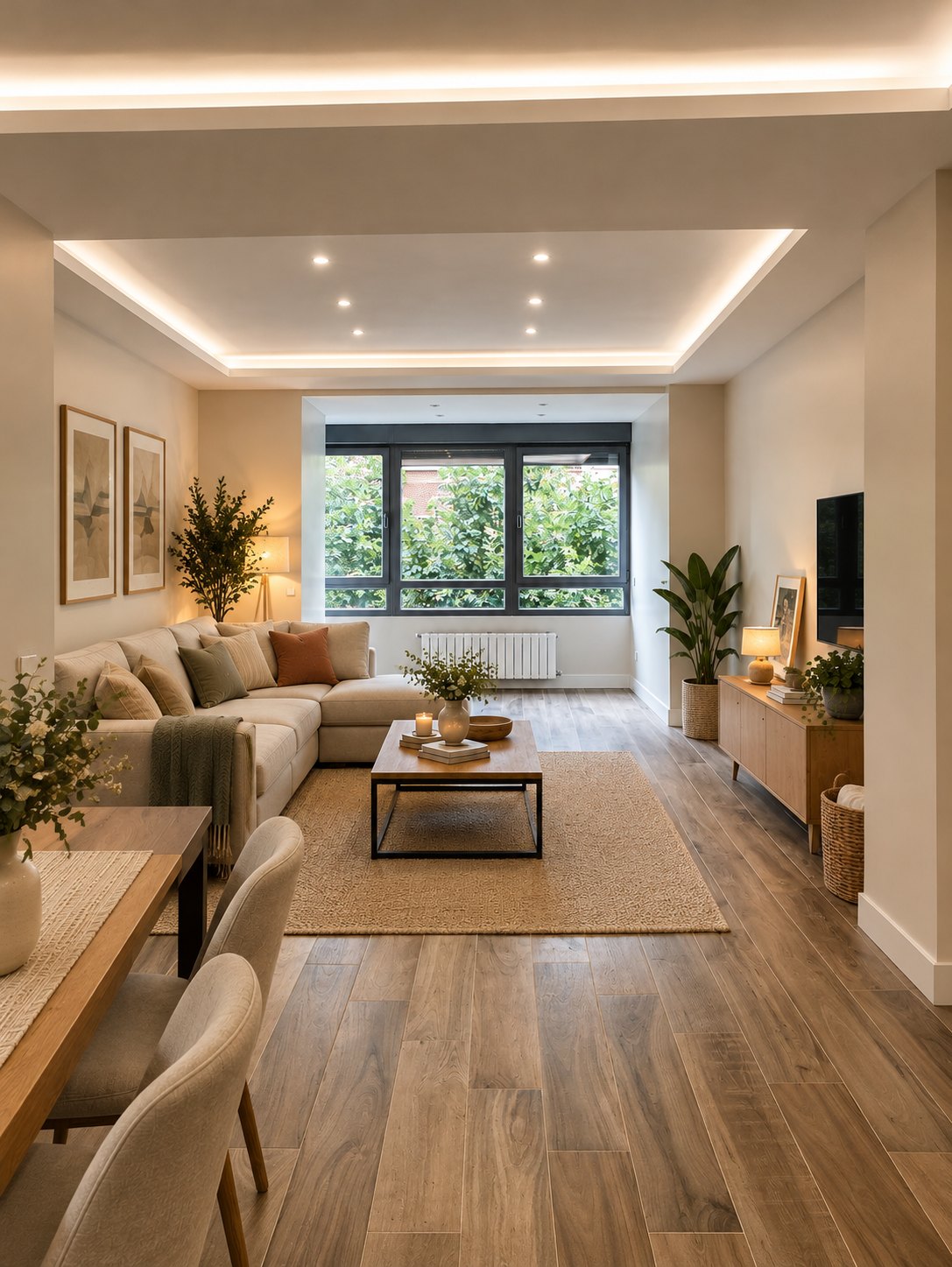 Recibir en casa, versión Cuzco, con muebles añadidos con IA